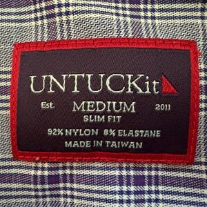 Untuckit Narsai Slim Fit Button Down Shirt Plaid Red Blue Mens Size L
